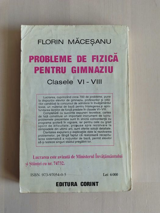 Probleme de fizica pentru gimnaziu Cls.VI-VIII - Florin Măceșanu