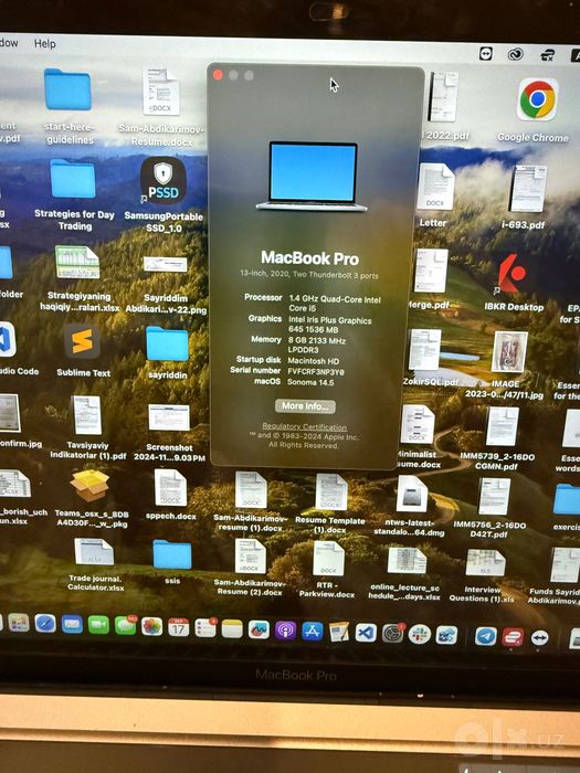 Macbook Pro 13.3  512Gb SSD 8GB 2020