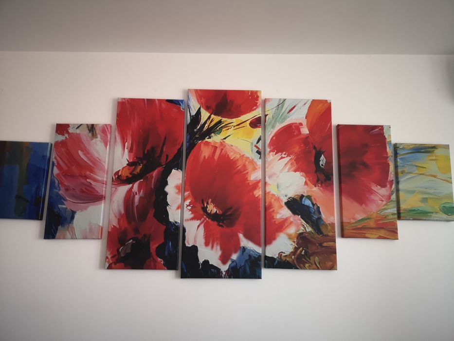 Set Tablou DualView Startonight Flori Rosii in Buchete, 7 piese, lumin