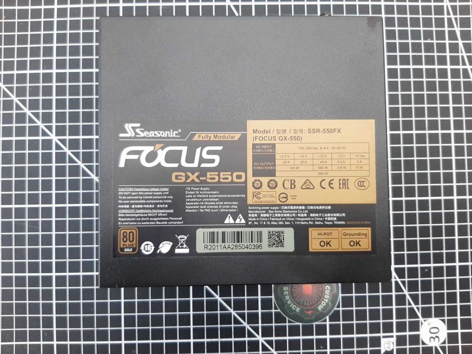 Sursa Seasonic 550W, FOCUS GX Series, 80 PLUS Gold, Full Modulara