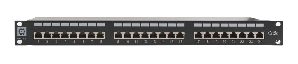Коммутационная панель Pixietech 19 экранированная 1U, 24 порта, cat.5e