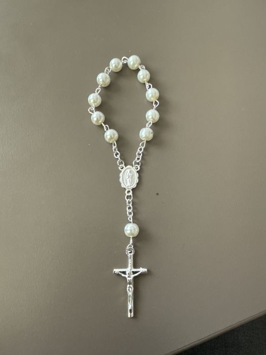 Set 30 marturii botez , mini rozariu argint si perle