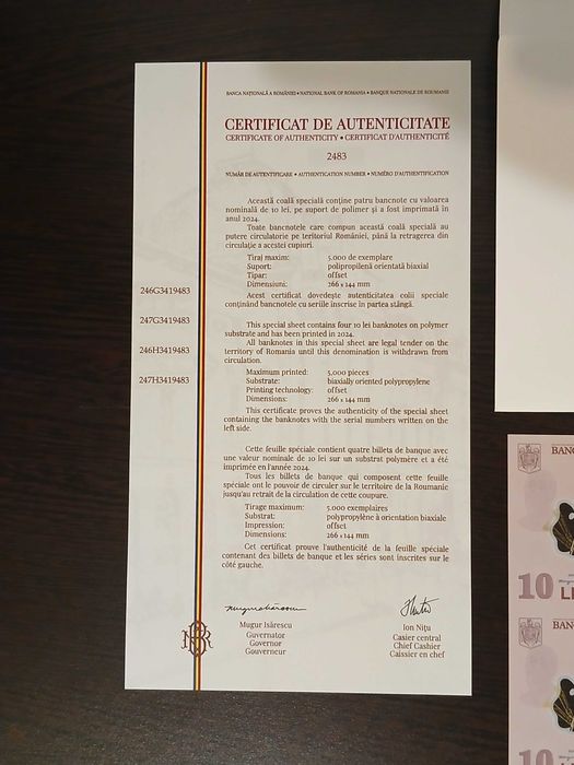 Coala bancnote 10 lei emisa de BNR