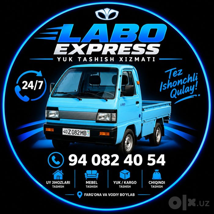 Labo yuk tashish xizmati Farĝona shaxar va vodiy bòylab