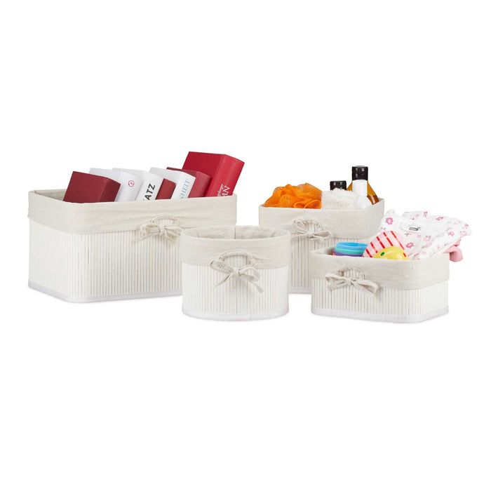 Комплект от 4 кутии за съхранение от бамбук