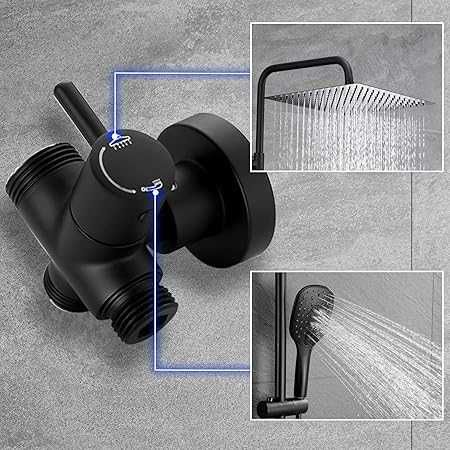 Coloană de duș pătrată Görbach înălțime reglabilă Neagra