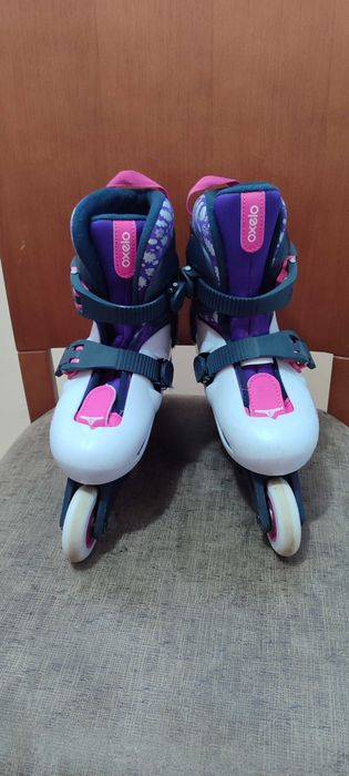 Детски ролери Oxelo Play 5 Light Grey номер 28-30 с Каска