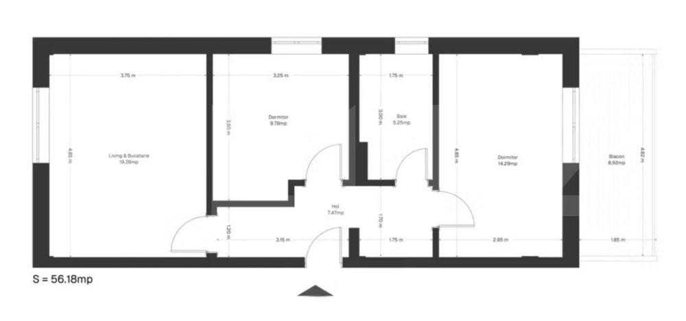 Apartament 3 camere, 55 mp utili + balcon, zona Ghirodei — fotografia 1