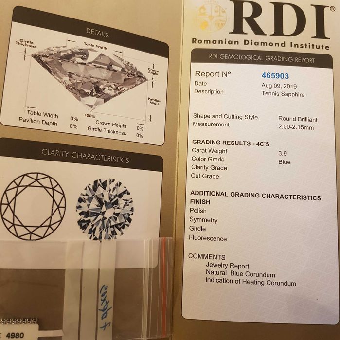 Bratara tennis 18K safire 3.9crt