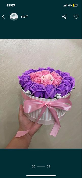 Кутии със сапунени рози