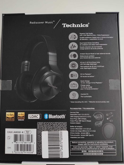 Technics EAH-A800E-K – с гаранция, пълен комплект, без забележки