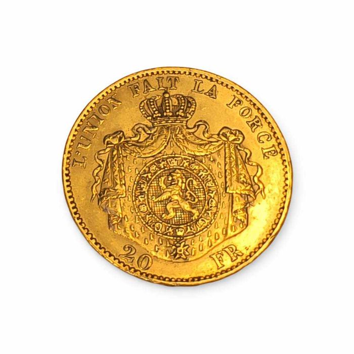 Златна монета Крал Леополд II  1865 - 1909