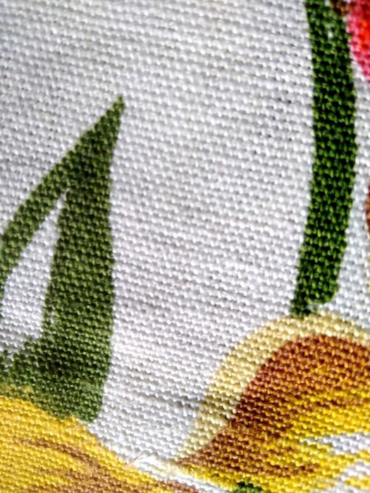 Ștergar / Fata de masa țesut manual din in și canepa, cu model floral prin tesatura, f frumos lucrat