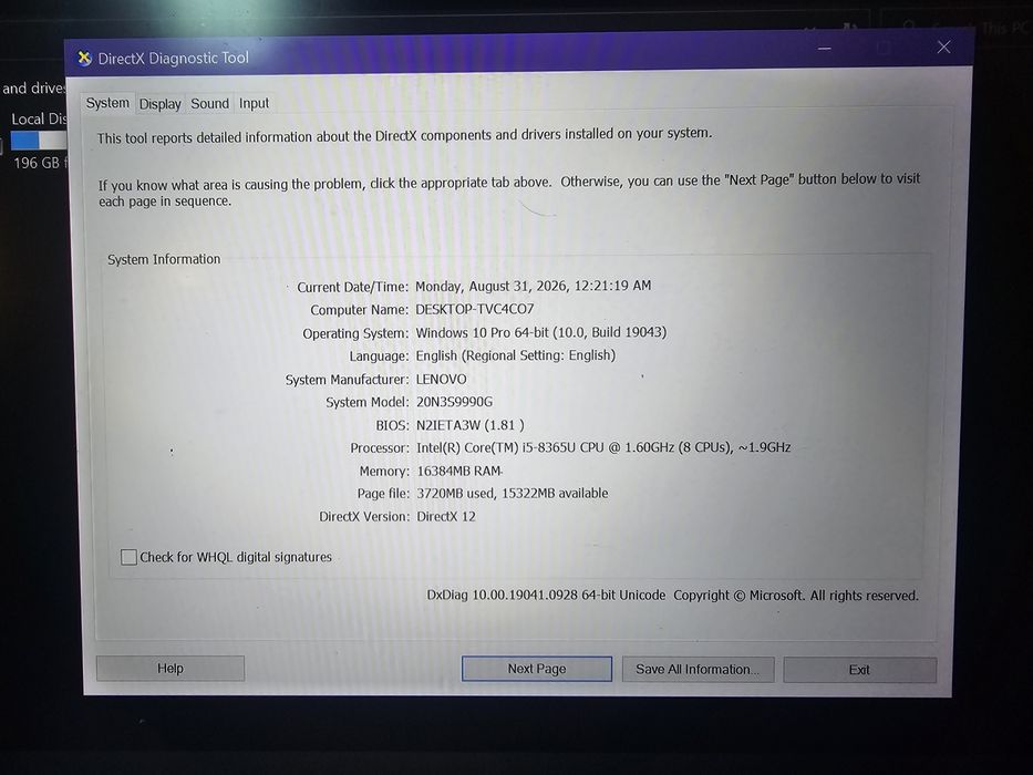 Lenovo ThinkPad T490 – i5-8365U / 16GB DDR4 / SSD 256GB / IPS Full HD