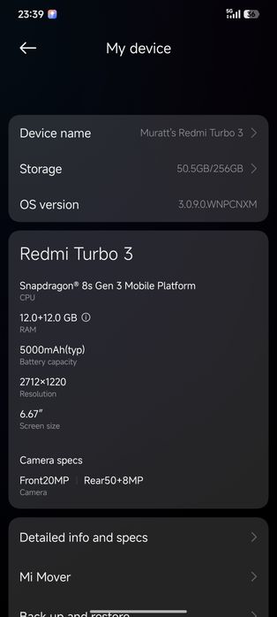 Redmi Turbo3 Chn version. 8s gen 3