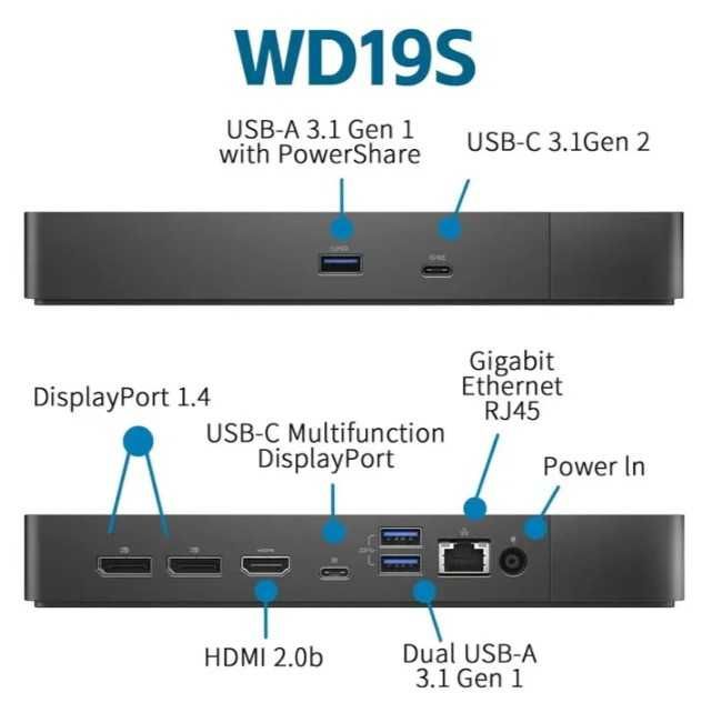 Dell Docking Station WD19TBS, Thunderbolt, 180W + Alimentator