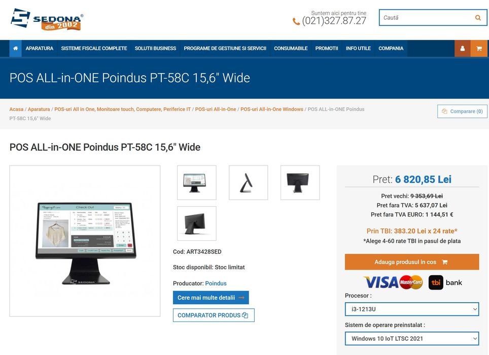 POS ALL-in-ONE Poindus PT-58C 15,6" Wide