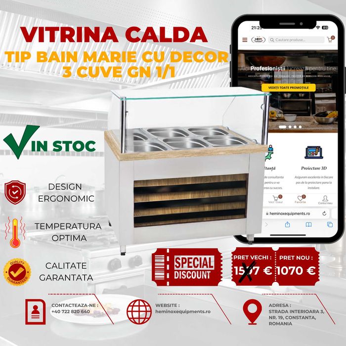 Vitrina Calda Cu 3, 4, 5 Cuve Diverse Modele In Stoc