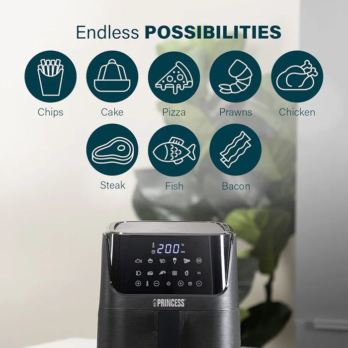 Нов! Фритюрник с горещ въздух Princess  Hot Air Fryer 6.5 1350W (182061) + книга с рецепти