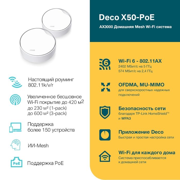 WiFi TP-Link Deco X50-PoE(2-pack)