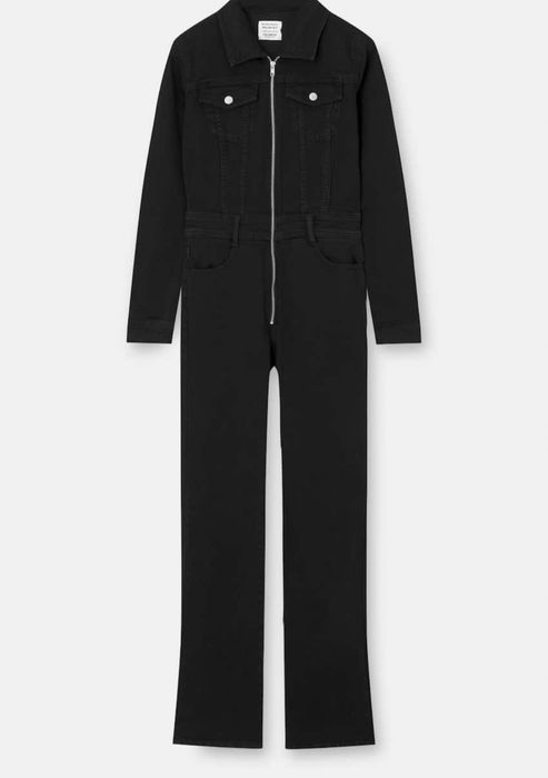 Pull and Bear-черен дънков гащеризон