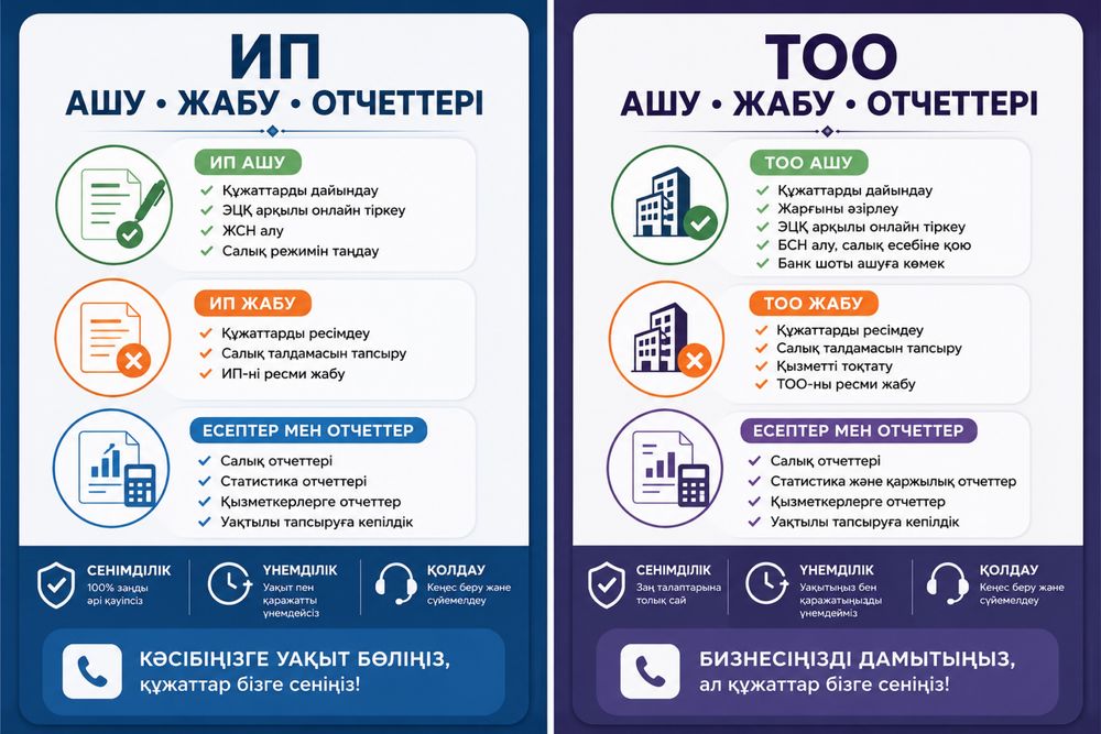 ТОО, ИП услуги бухгалтера
