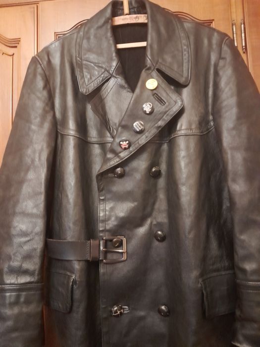 Haina lunga vintage din piele naturala, moto/rock