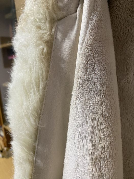 Палто от велур, цвят екрю