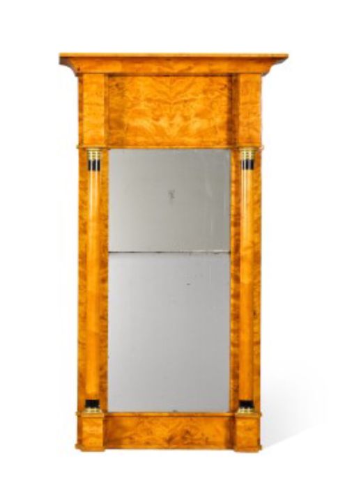 Vintage Biedermeier sistem metalic prindere oglinda de masa