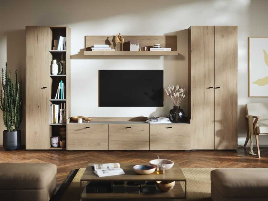 Living Silensia C4 UNO – Mobila sufragerie aspect lemn / bej