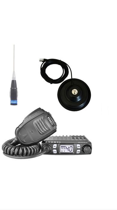 Kit statie auto radio CB Avanti Micro *PRO-VERSION* + Antena Radio si baza  magnetica
