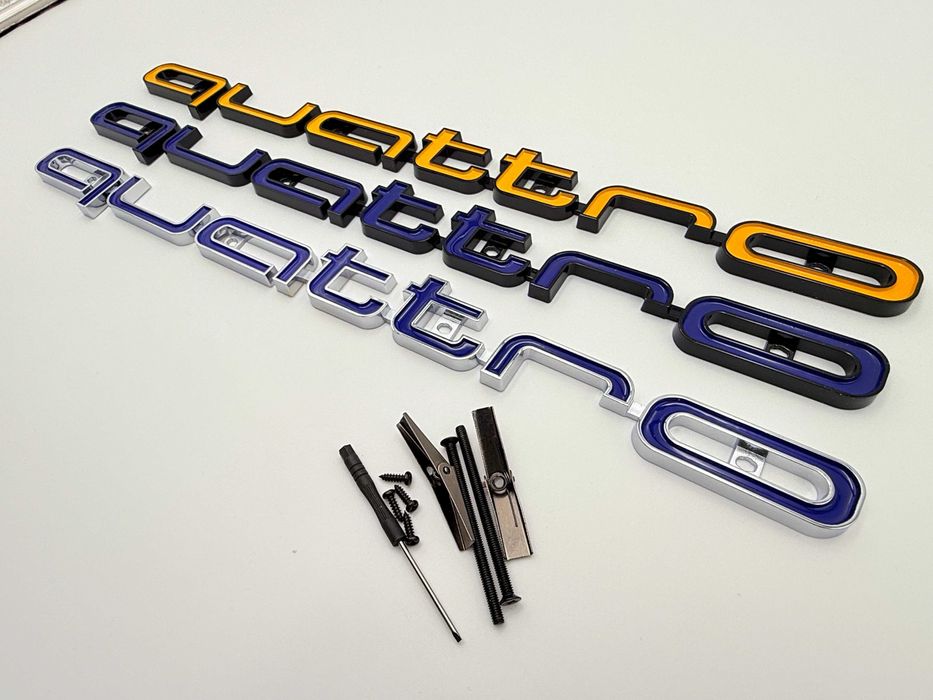 Emblema Compatibila Audi QUATTRO grila negru/galben