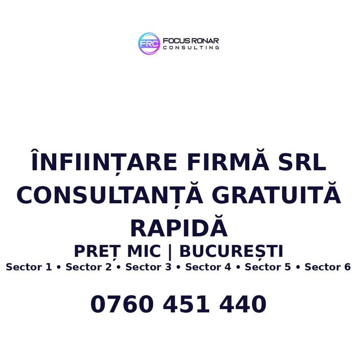 Infiintare firma SRL PFA rapid Bucuresti Ilfov 490 lei taxe ONRC incluse