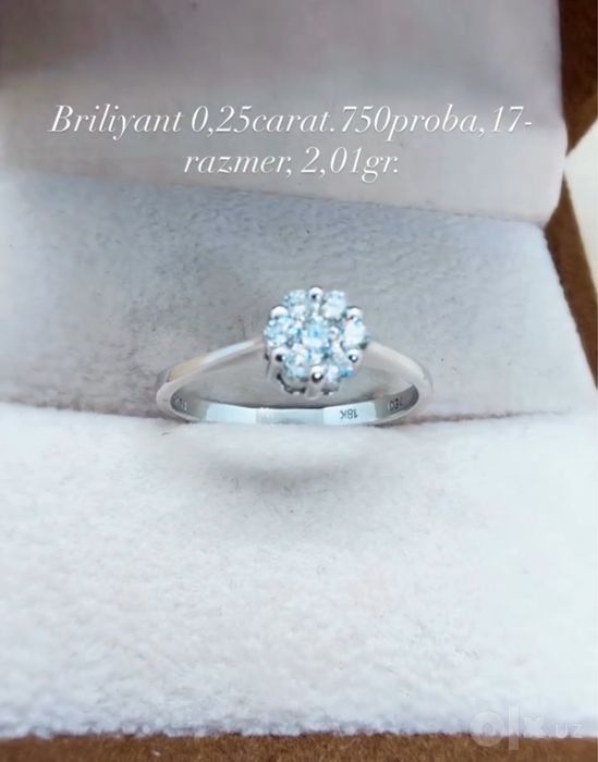 Elegantniy koltso s brilliyantami 0,25carat2,01gr 750 proba, 17-razmer
