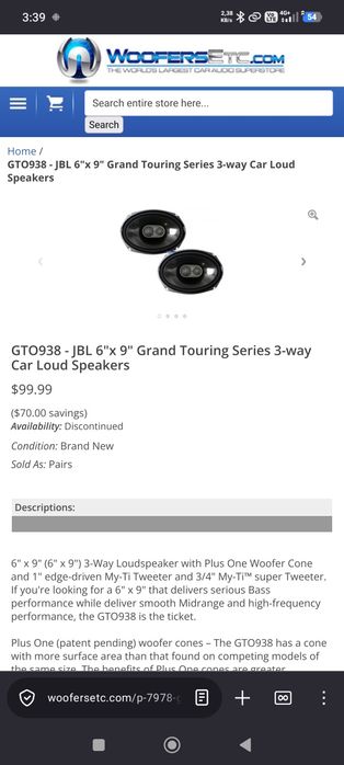 Subwoofer Auto JBL CS 1200B si GTO938