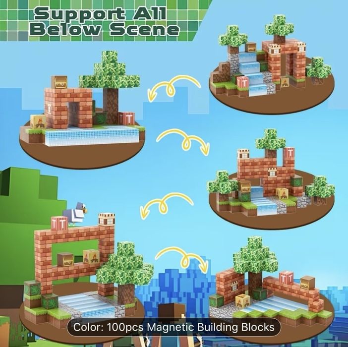 Кубчета магнитни Миникрафт Minecraft