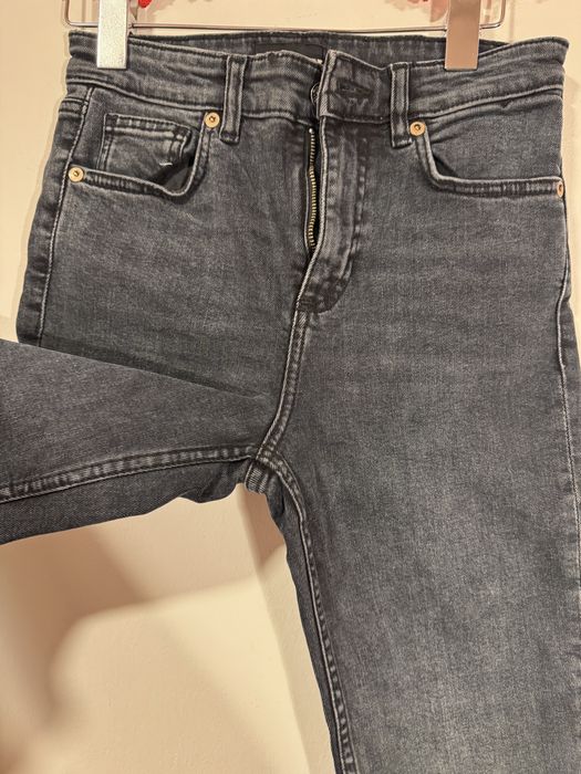 Blugi evazați, Zara bootcut dark blue cu tiv franjurat, S, bleumarin