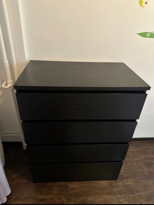 Comodă cu 4 sertare MALM 80x100 - NEGRU-MARO