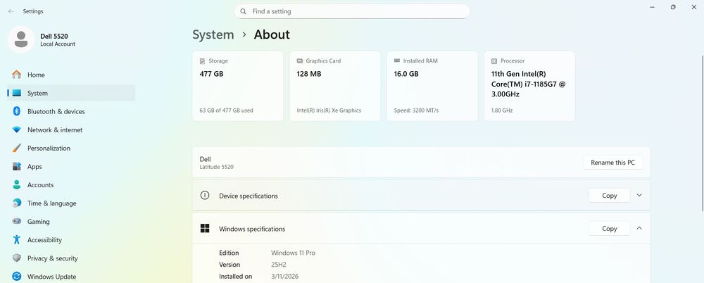Dell Latitude 5520 | i7-1185G7 | 16GB RAM | 512GB SSD | Win 11 Pro