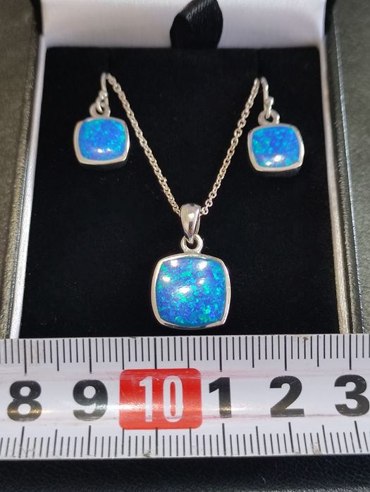 Сребърен Комплект / Опал / Обеци / Висулка / Бижута