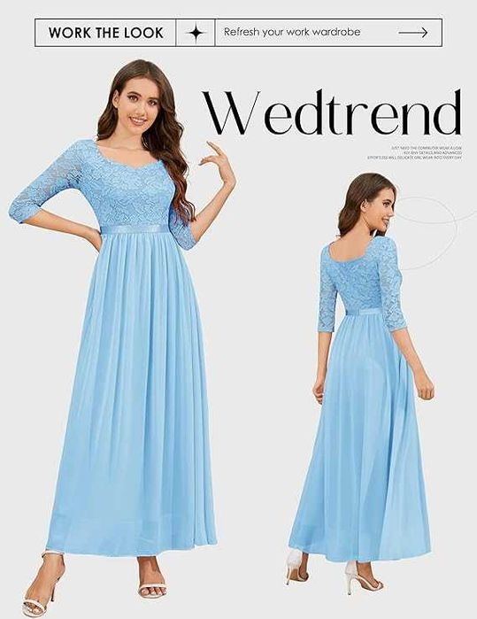 Елегантна дамска рокля Wedtrend, размер М, дълга дантелена рокля