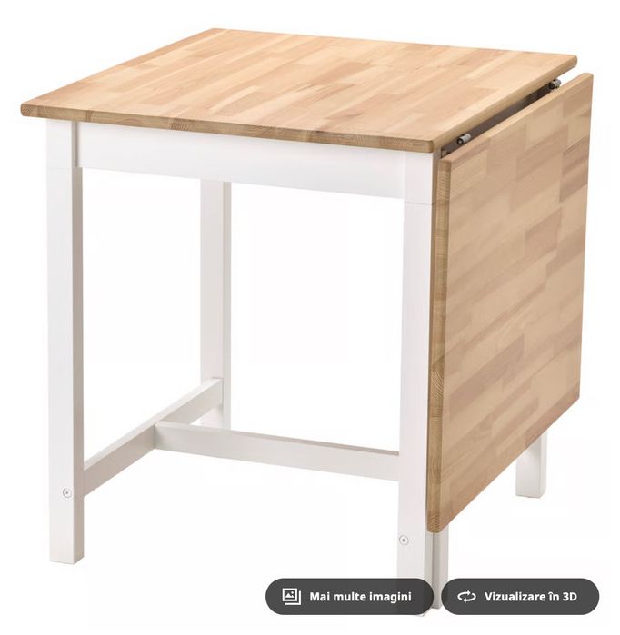PINNTORP Masă pliabilă, maro / alb, material pin, 67/124x75 cm Ikea