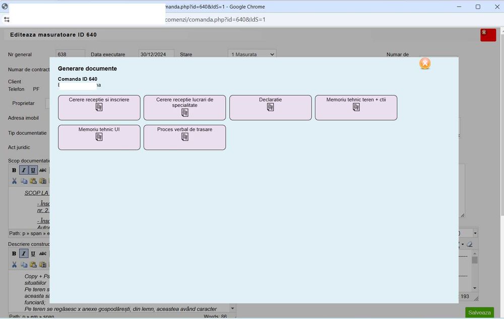 Aplicatie pentru evidenta lucrari de cadastru si documente