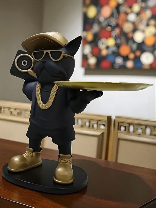 Статуэтка  декоративная Бульдог с подносом