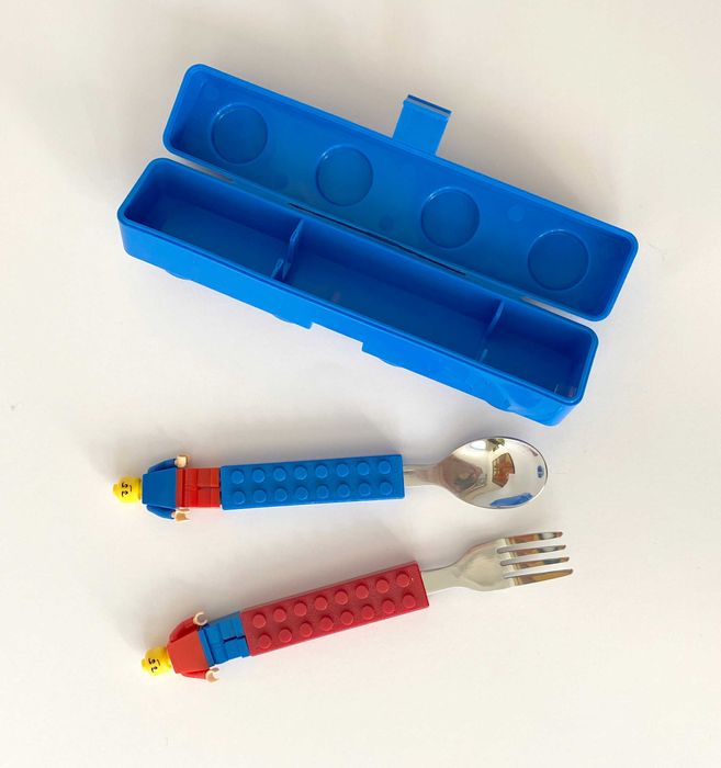 Нов Комплект детски прибори за храна * тип Лего * вилица и лъжица