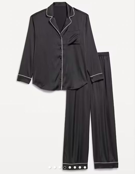 Шелковая черная пижама Ппериканский бренд L