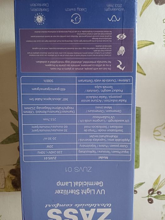 Lampă Germicida nouă UV, ZASS