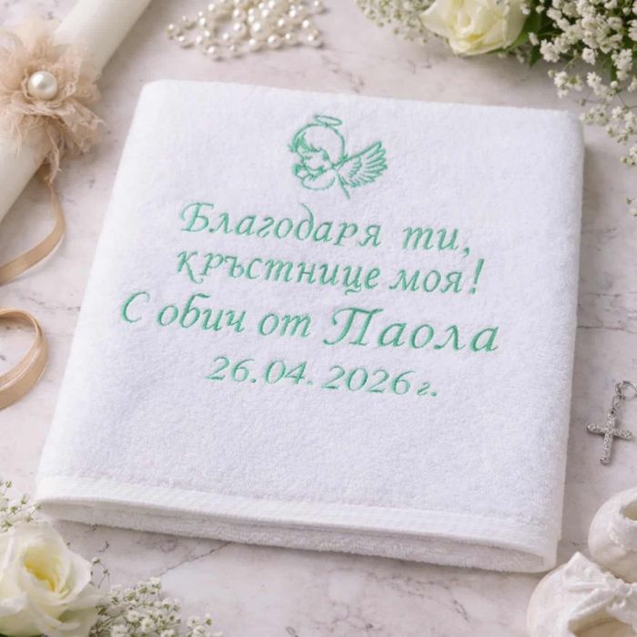 Персонализирани кърпи за кръщене, бродирани кърпи за кръщене
