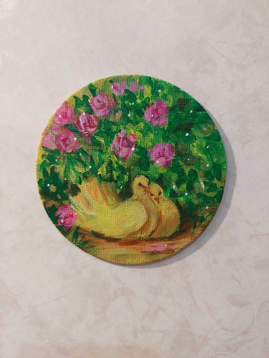 Мини картины, ф 10см, холст, акрил