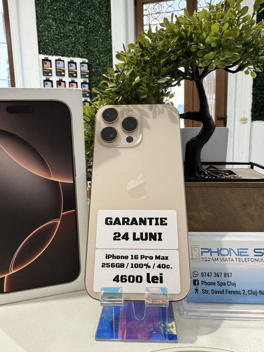 Phone 16 Pro Max 256Gb / 100% - Din magazin,cu garantie! RATE TBI !